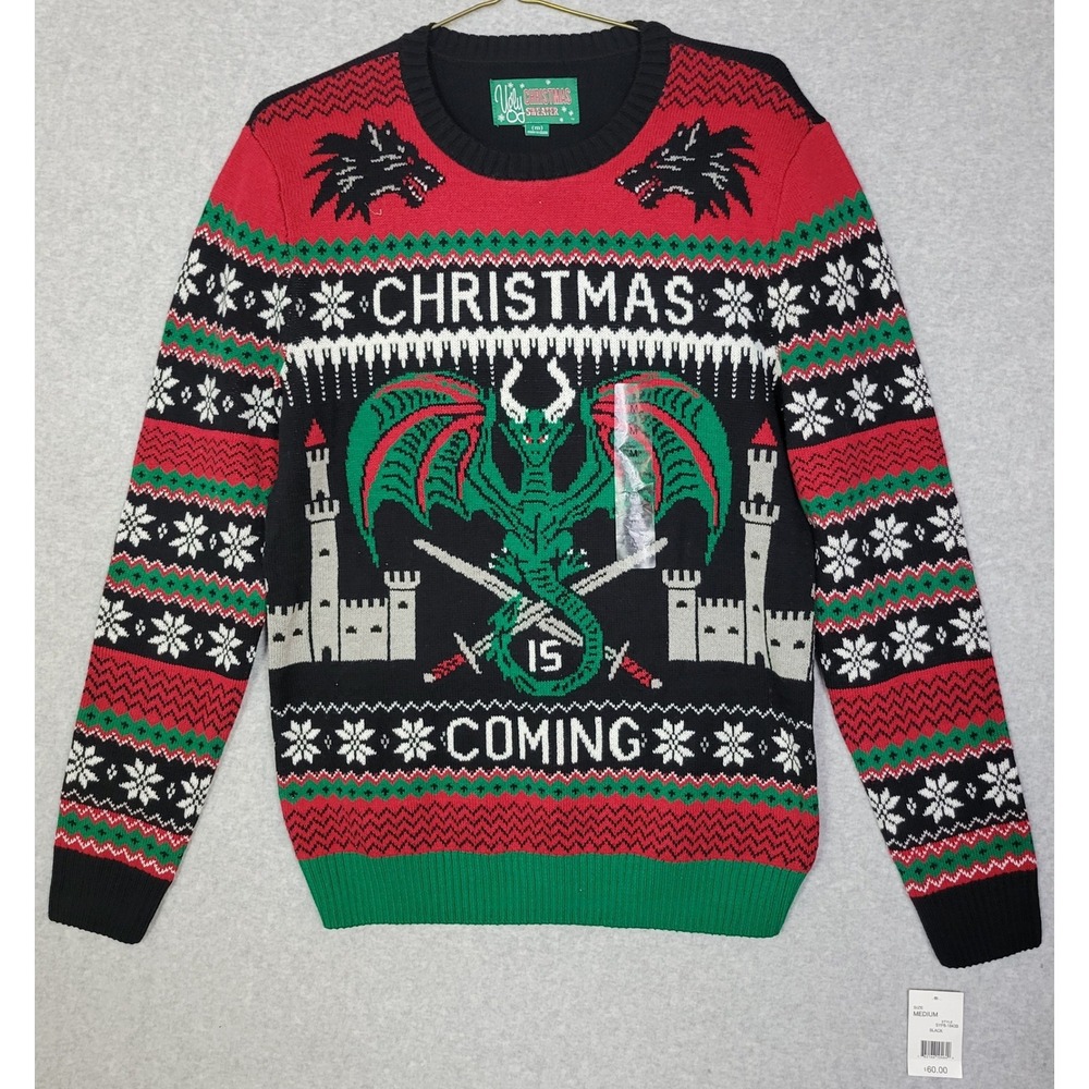 Ugly Christmas Sweater Game of Thrones Christmas Is Coming Dragon Castle Mens M